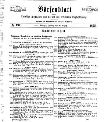 Börsenblatt für den deutschen Buchhandel Freitag 20. August 1875