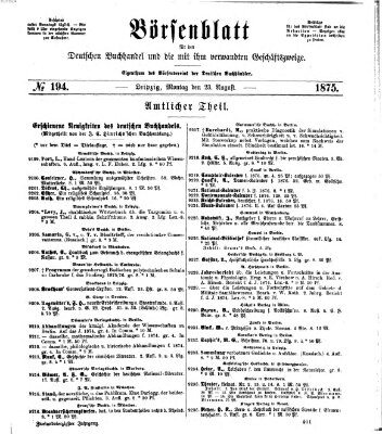 Börsenblatt für den deutschen Buchhandel Montag 23. August 1875