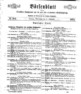 Börsenblatt für den deutschen Buchhandel Donnerstag 16. September 1875
