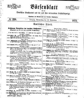 Börsenblatt für den deutschen Buchhandel Donnerstag 23. September 1875