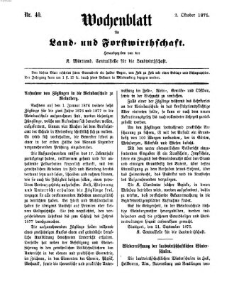 Wochenblatt für Land- und Forstwirthschaft Samstag 2. Oktober 1875