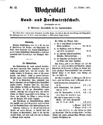 Wochenblatt für Land- und Forstwirthschaft Samstag 23. Oktober 1875