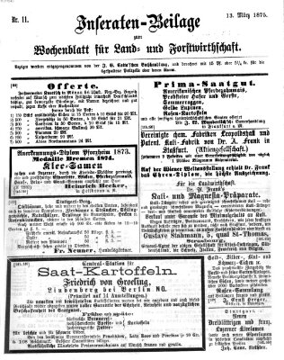 Wochenblatt für Land- und Forstwirthschaft Samstag 13. März 1875