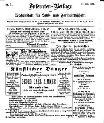 Wochenblatt für Land- und Forstwirthschaft Samstag 31. Juli 1875