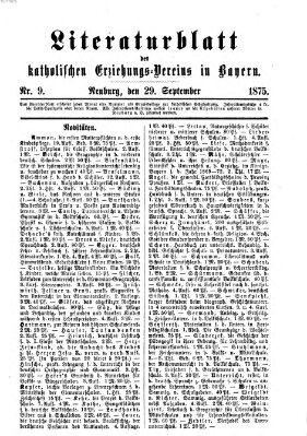 Katholische Schulzeitung (Bayerische Schulzeitung) Donnerstag 9. September 1875
