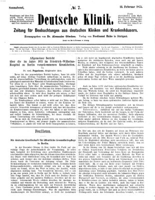 Deutsche Klinik Samstag 13. Februar 1875