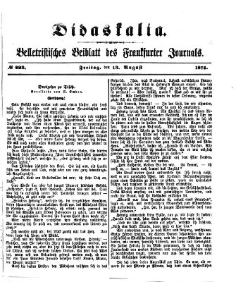 Didaskalia Freitag 13. August 1875