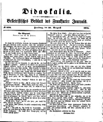 Didaskalia Freitag 20. August 1875