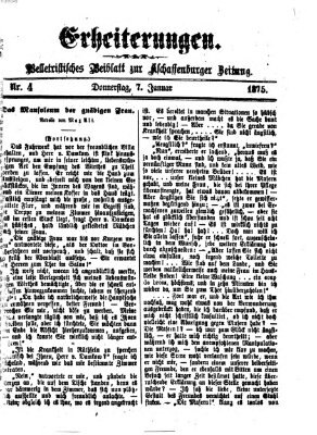 Erheiterungen (Aschaffenburger Zeitung) Donnerstag 7. Januar 1875