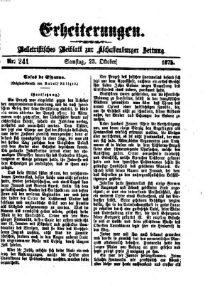Erheiterungen (Aschaffenburger Zeitung) Samstag 23. Oktober 1875
