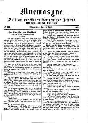 Mnemosyne (Neue Würzburger Zeitung) Donnerstag 15. April 1875