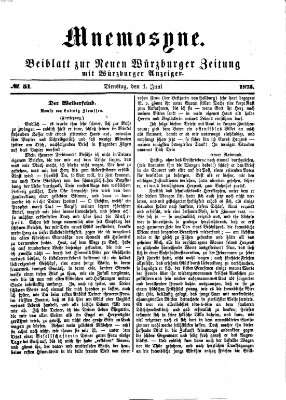 Mnemosyne (Neue Würzburger Zeitung) Dienstag 1. Juni 1875