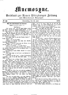 Mnemosyne (Neue Würzburger Zeitung) Donnerstag 24. Juni 1875