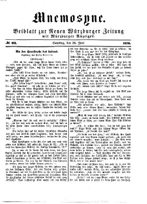Mnemosyne (Neue Würzburger Zeitung) Samstag 26. Juni 1875