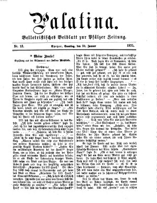 Palatina (Pfälzer Zeitung) Samstag 30. Januar 1875