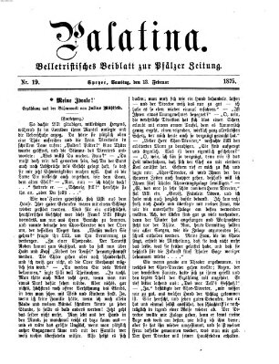 Palatina (Pfälzer Zeitung) Samstag 13. Februar 1875