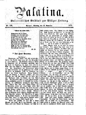 Palatina (Pfälzer Zeitung) Dienstag 23. November 1875