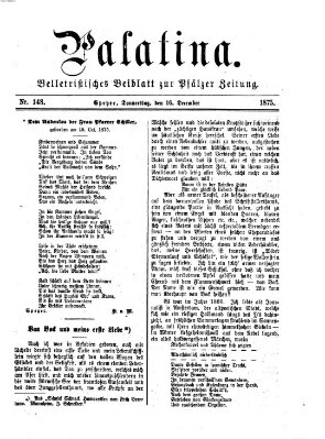 Palatina (Pfälzer Zeitung) Donnerstag 16. Dezember 1875