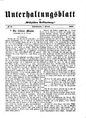 Unterhaltungsblatt zur Pfälzischen Volkszeitung (Pfälzische Volkszeitung) Sonntag 7. Februar 1875