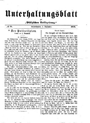 Unterhaltungsblatt zur Pfälzischen Volkszeitung (Pfälzische Volkszeitung) Sonntag 5. September 1875