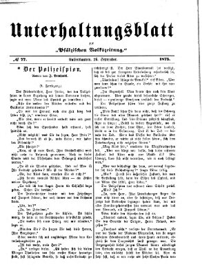Unterhaltungsblatt zur Pfälzischen Volkszeitung (Pfälzische Volkszeitung) Sonntag 26. September 1875