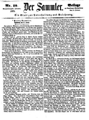 Der Sammler (Augsburger Abendzeitung) Dienstag 16. Februar 1875
