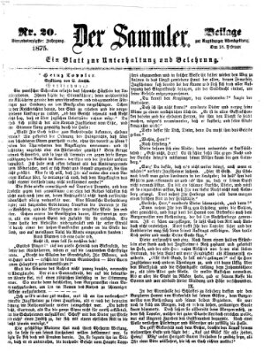 Der Sammler (Augsburger Abendzeitung) Donnerstag 18. Februar 1875
