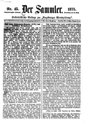 Der Sammler (Augsburger Abendzeitung) Donnerstag 22. April 1875
