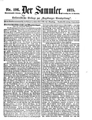 Der Sammler (Augsburger Abendzeitung) Donnerstag 16. September 1875