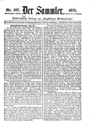 Der Sammler (Augsburger Abendzeitung) Samstag 18. September 1875