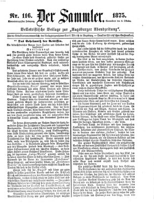 Der Sammler (Augsburger Abendzeitung) Samstag 9. Oktober 1875