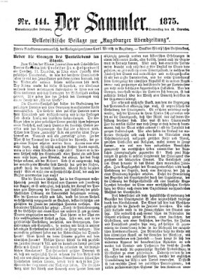 Der Sammler (Augsburger Abendzeitung) Donnerstag 16. Dezember 1875