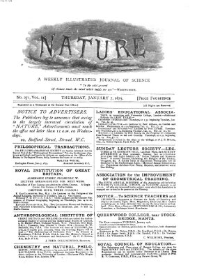 Nature Donnerstag 7. Januar 1875