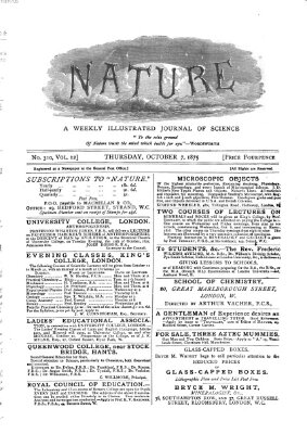 Nature Donnerstag 7. Oktober 1875