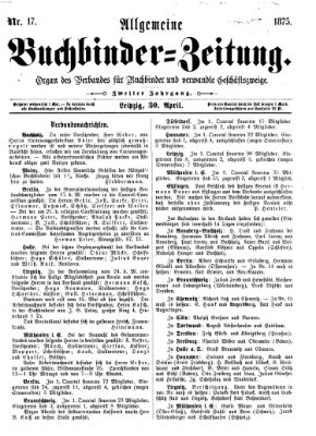 Allgemeine Buchbinderzeitung Freitag 30. April 1875