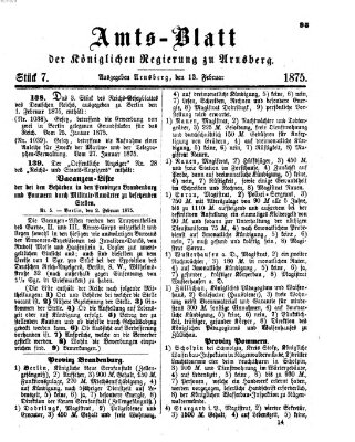 Amtsblatt für den Regierungsbezirk Arnsberg Samstag 13. Februar 1875