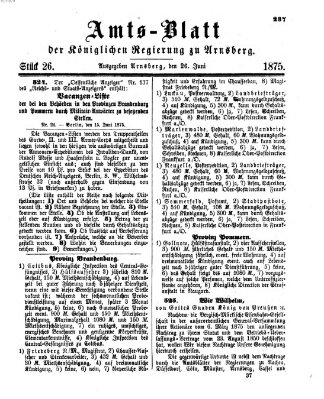 Amtsblatt für den Regierungsbezirk Arnsberg Samstag 26. Juni 1875