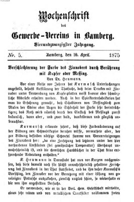 Wochenschrift des Gewerbe-Vereins der Stadt Bamberg Samstag 10. April 1875