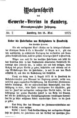 Wochenschrift des Gewerbe-Vereins der Stadt Bamberg Montag 10. Mai 1875