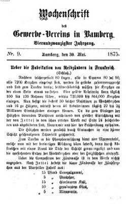 Wochenschrift des Gewerbe-Vereins der Stadt Bamberg Sonntag 30. Mai 1875