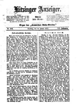 Kitzinger Anzeiger Samstag 16. Januar 1875