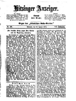 Kitzinger Anzeiger Mittwoch 20. Januar 1875