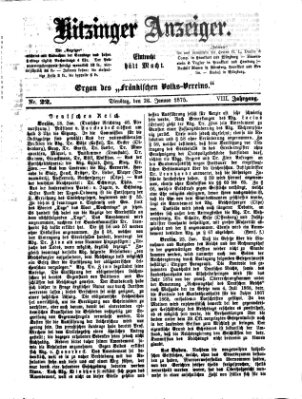 Kitzinger Anzeiger Dienstag 26. Januar 1875