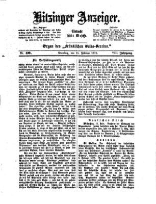 Kitzinger Anzeiger Dienstag 16. Februar 1875