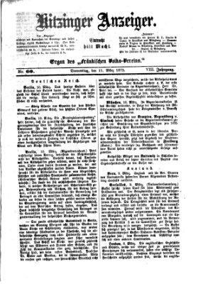 Kitzinger Anzeiger Donnerstag 11. März 1875