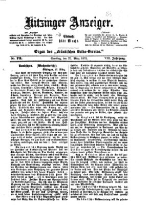 Kitzinger Anzeiger Samstag 27. März 1875