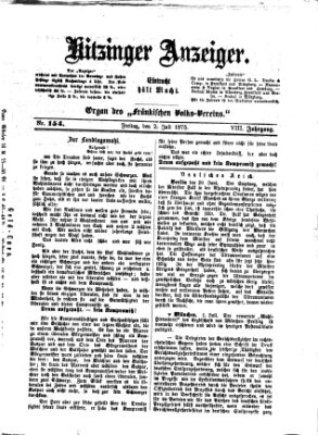 Kitzinger Anzeiger Freitag 2. Juli 1875