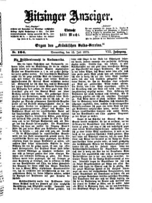 Kitzinger Anzeiger Donnerstag 15. Juli 1875