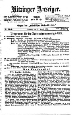 Kitzinger Anzeiger Dienstag 31. August 1875