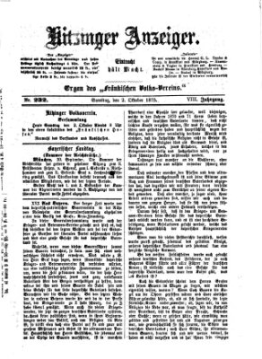 Kitzinger Anzeiger Samstag 2. Oktober 1875